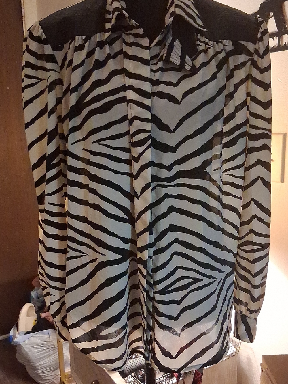 Jordan Black and White Zebra-Print Button Down Shirt